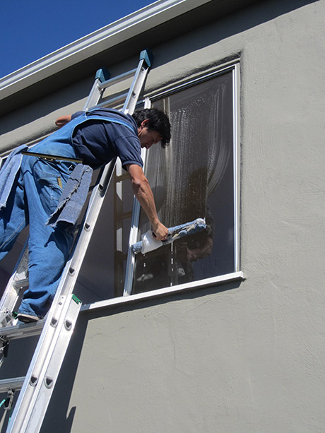 Lint free, extremely fine microfiber sleeves are used to apply our window cleaning solution.